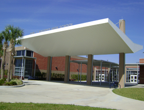 large aluminum canopy at school